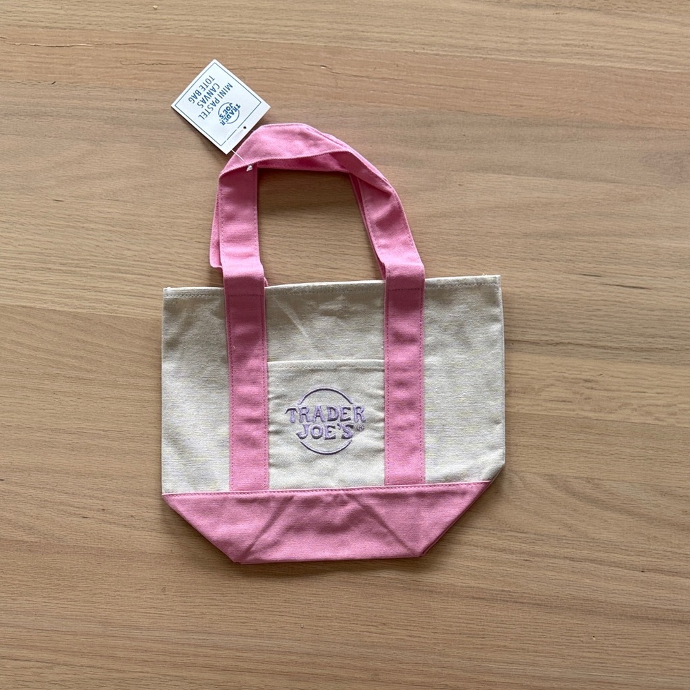 Trader Joe's Pink and Cream Tote Bag mini tote